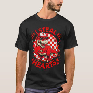 Valentines Day Dinosaur T-rex Lover I Steal Hearts T-Shirt