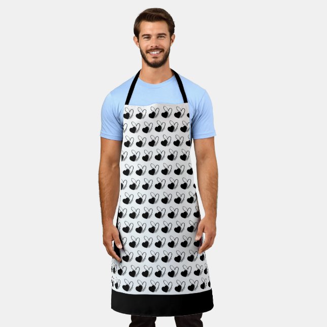 Valentine's Day Distorted Tilted Hearts Apron (Worn)