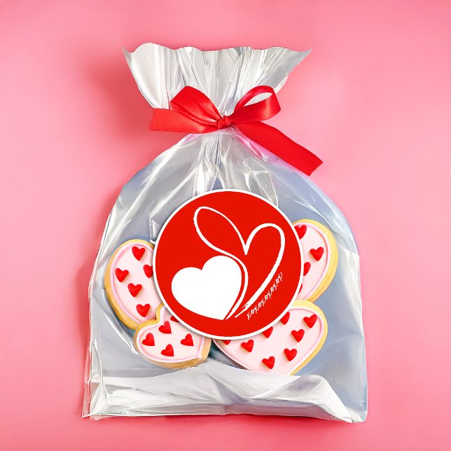 Valentine's Day Distorted Tilted Hearts Classic Round Sticker (Creator Uploaded)