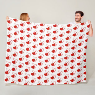 Valentine's Day Distorted Tilted Hearts Fleece Blanket