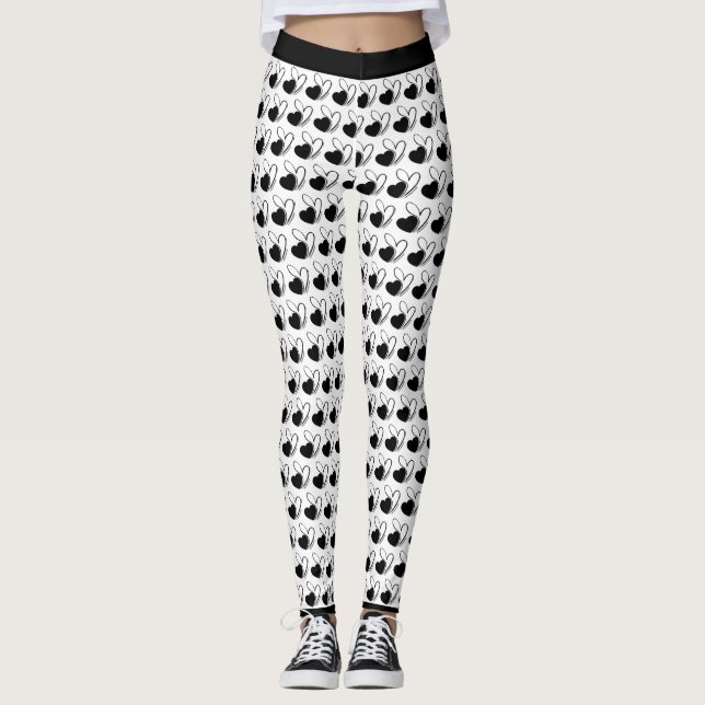 Valentine's Day Distorted Tilted Hearts Leggings (Front)