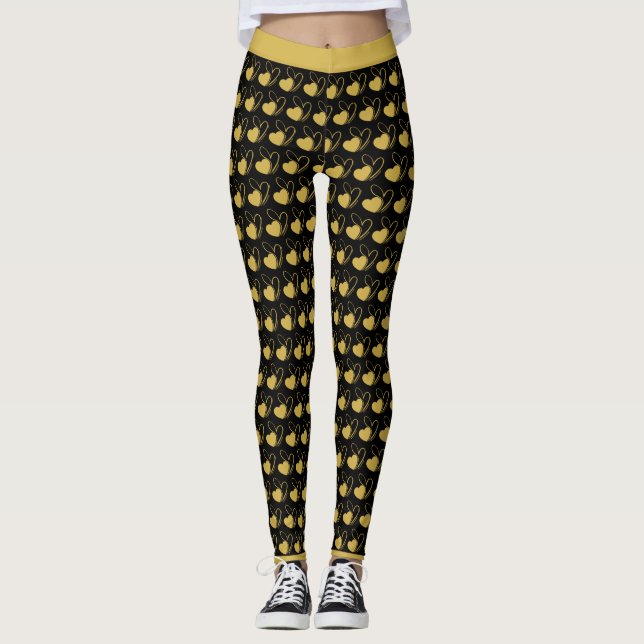 Valentine's Day Distorted Tilted Hearts Leggings (Front)