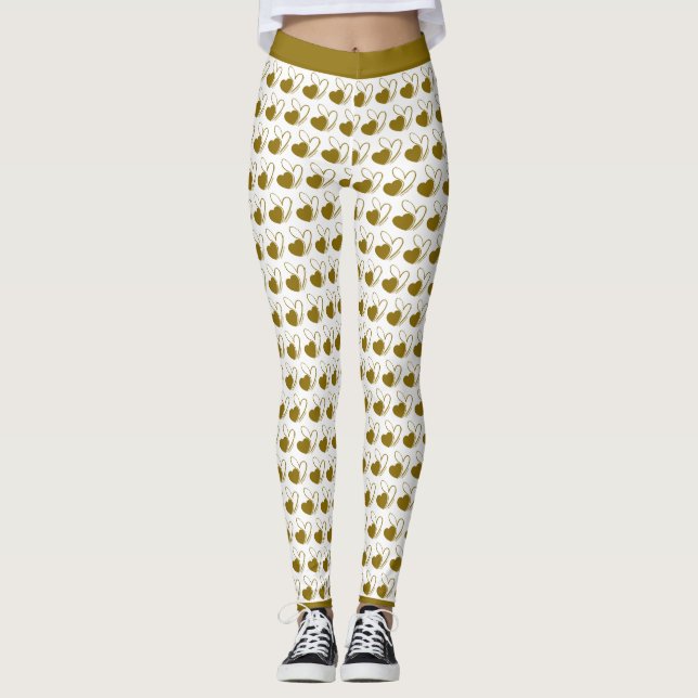 Valentine's Day Distorted Tilted Hearts Leggings (Front)