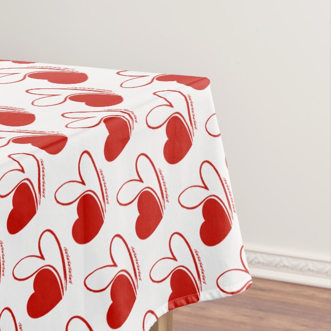 Valentine's Day Distorted Tilted Hearts Tablecloth (In Situ)