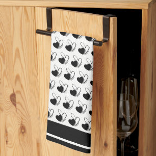 Valentine's Day Distorted Tilted Hearts Tea Towel