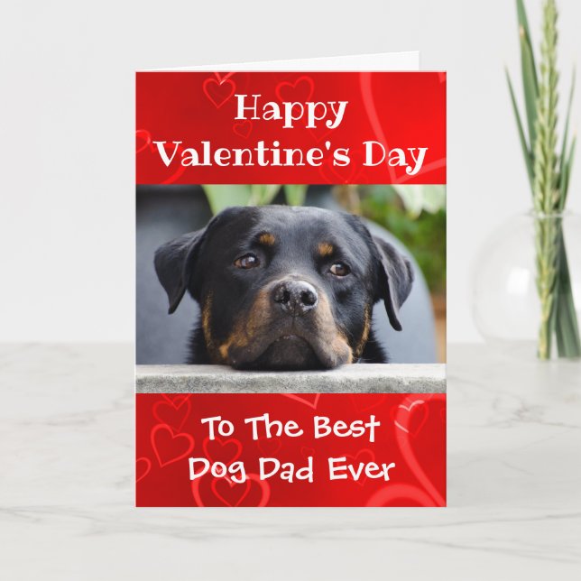 Valentines Day Dog Dad Worlds Best Ever Pet Photo Holiday Card (Front)