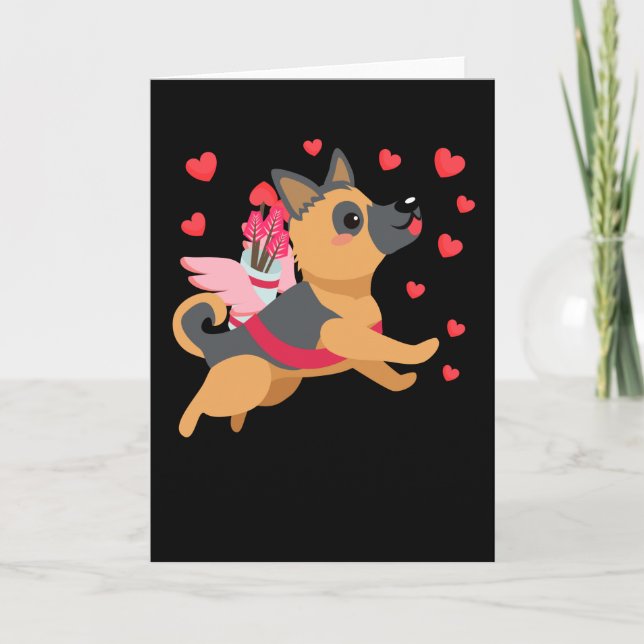 Valentines Day Dog German Shepherd Puppy Kids Boys Card (Front)