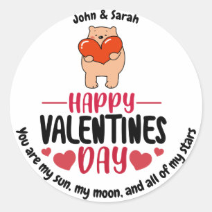 Valentine's Day Dog Love Heart Classic Round Sticker
