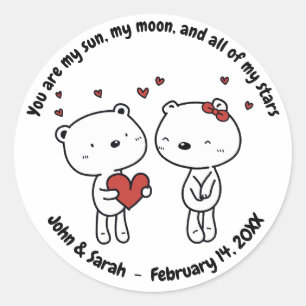 Valentine's Day Dog Love Heart Classic Round Sticker