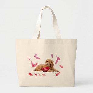 Valentine's Day Dog Photo Large Tote Bag