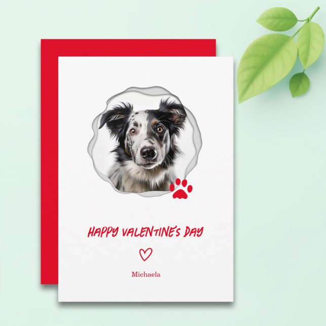 Valentine's Day Dog Photo Red Heart Holiday Card  (Creator Uploaded)