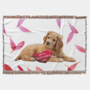 Valentine's Day Dog Photo Throw Blanket