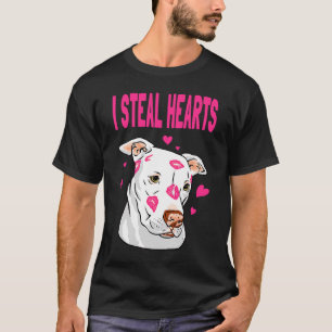 Valentine's Day Dogs Hearts Kiss Lips Bull Terrier T-Shirt