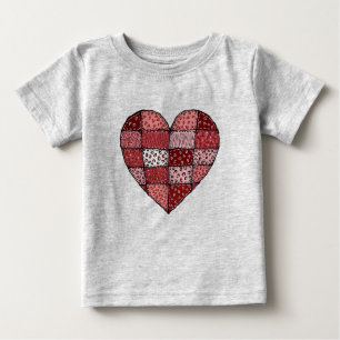 Valentine's Day Doodle Art Style Patchwork Heart Baby T-Shirt