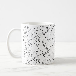 Valentines Day Doodles Black Handwriting Coffee Mug