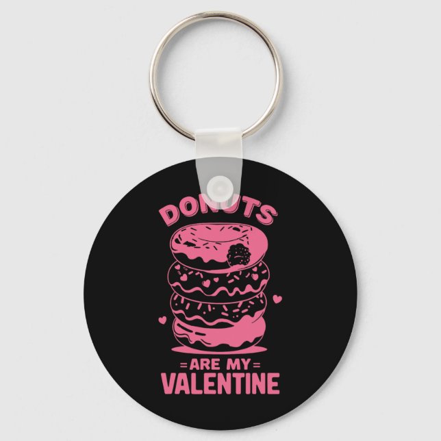 Valentine's Day Doughnut Tee Sweet Candy Doughnut  Key Ring (Front)