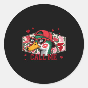 Valentine's Day Duck Hunting Camo Call Me Toddler  Classic Round Sticker
