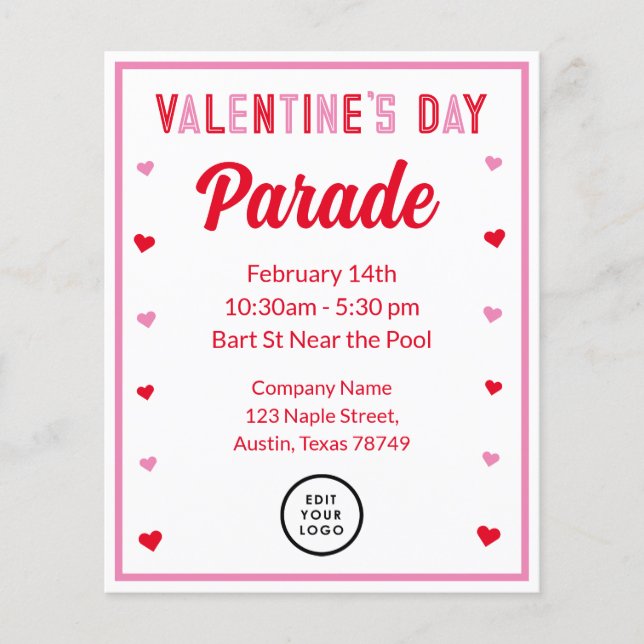 Valentines Day Editable Flyer (Front)