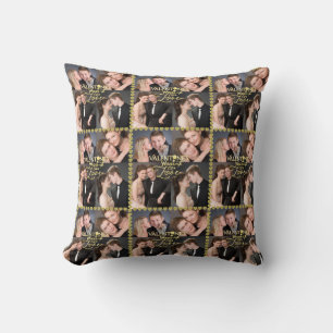 Valentine's Day Elegant Gold Photo Collage  Cushion