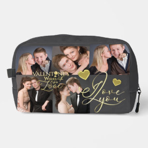 Valentine's Day Elegant Gold Photo Collage  Dopp Kit