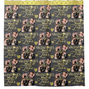 Valentine's Day Elegant Gold Photo Collage  Shower Curtain