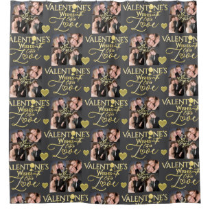 Valentine's Day Elegant Gold Photo Collage  Shower Curtain