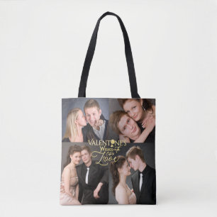 Valentine's Day Elegant Gold Photo Collage  Tote Bag