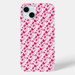 Valentines day elements patterns iPhone 15 mini case