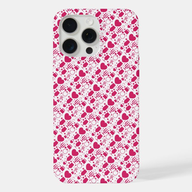 Valentines day elements patterns iPhone case (Back)