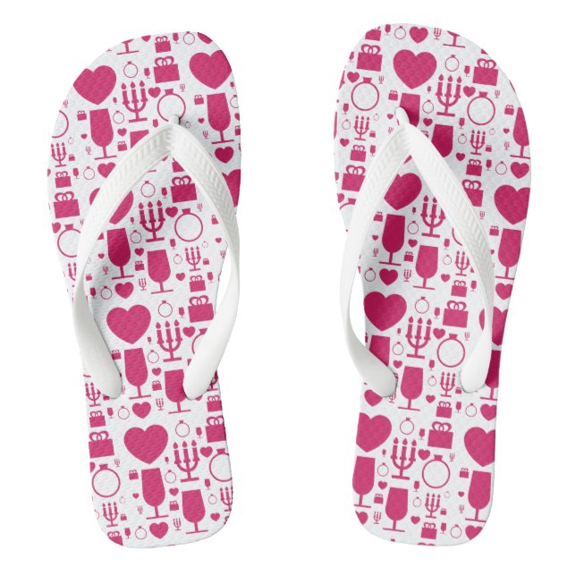 Valentines day elements patterns jandals (Footbed)