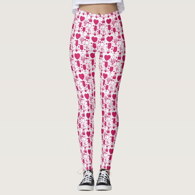 Valentines day elements patterns leggings (Front)