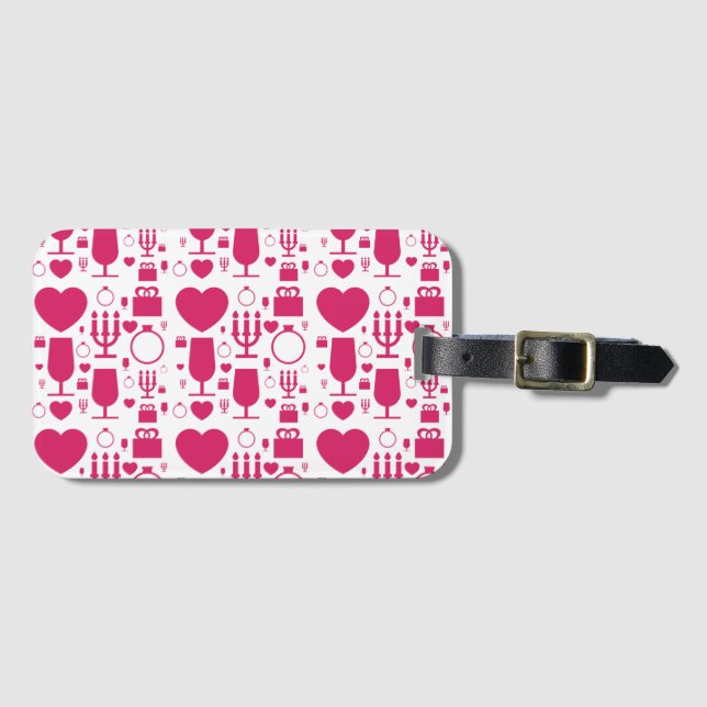 Valentines day elements patterns luggage tag (Front Horizontal)