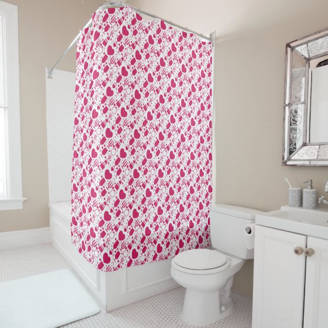 Valentines day elements patterns shower curtain (In Situ)