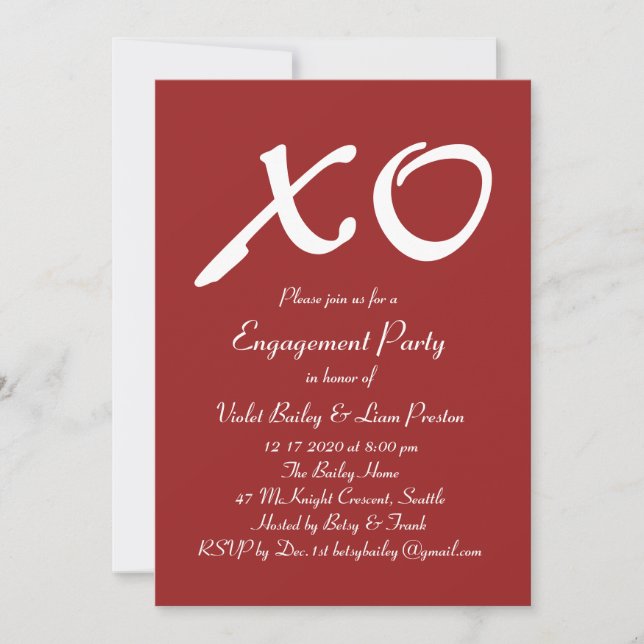 Valentine's Day Engagement Party Invitation (Front)