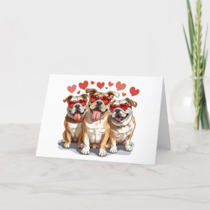 Valentines Day English Bulldog Holiday Card
