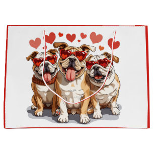 Valentines Day English Bulldog Large Gift Bag