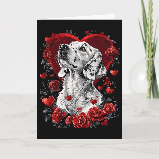 Valentine's Day English Setter Dog  Card (Front)