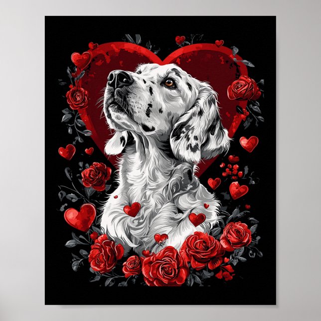 Valentine's Day English Setter Dog  Poster (Front)