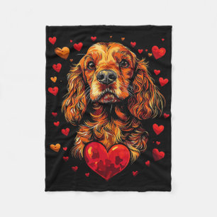 Valentine's Day Er Spaniel Artwork Fleece Blanket