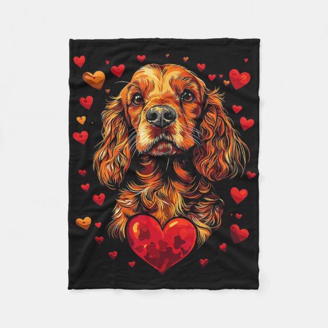 Valentine's Day Er Spaniel Artwork  Fleece Blanket (Front)