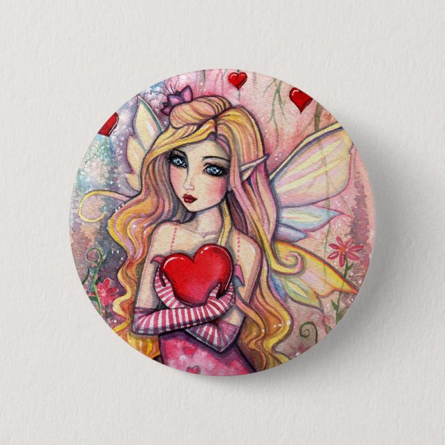 Valentine's Day Fairy Pinback Button (Front)