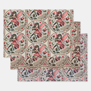 Valentine's day Fairy Valentine                    Wrapping Paper Sheet
