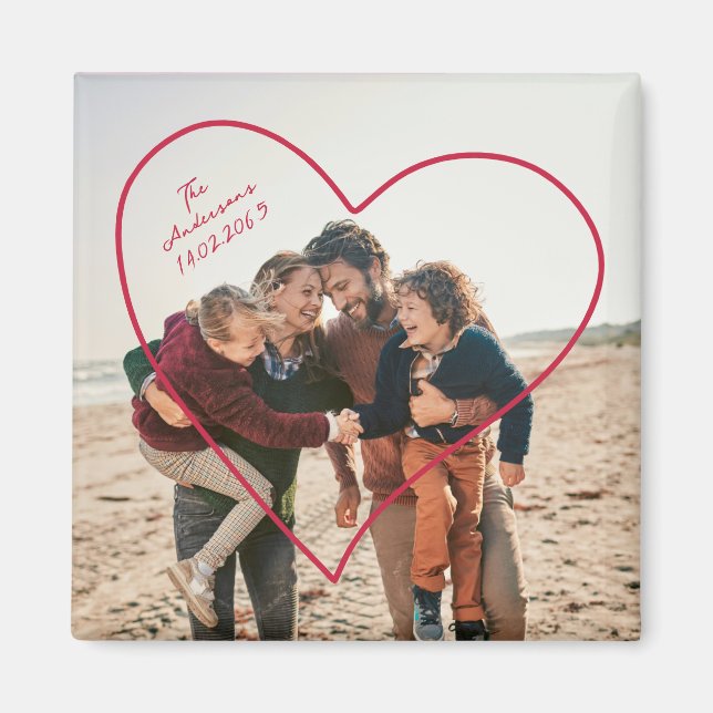 Valentine's Day Family Photo Heart  Magnet (Front)