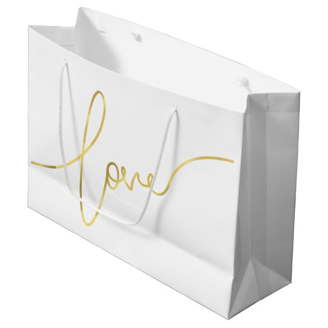 VALENTINE'S DAY FAUX GOLD FOIL LOVE SCRIPT LARGE GIFT BAG (Front Angled)