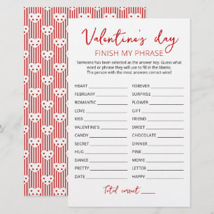 Valentine's day Finish my phrase Editable game