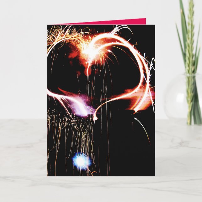 Valentine's Day fireworks Holiday Card (Front)