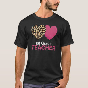 Valentines Day First Grade Teacher Leopard Cheetah T-Shirt
