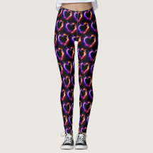 Valentine's Day Flaming Rainbow Heart Leggings