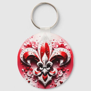 Valentine's Day Fleur De Lis Key Ring