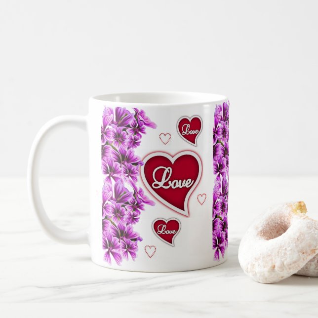 Valentine's Day Floral Mugs (With Donut)
